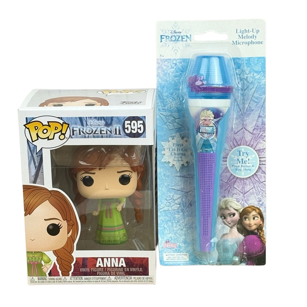 Lot of 2 Disney Frozen Items Anna #595 Funko Pop & Light-Up Melody Microphone